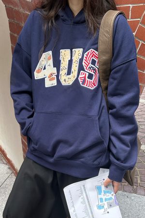 Autumn Winter Camouflage Couple Hoodie with Cashew Flower Leopard Print and Letter Patch Embroidery, Y2K Streetwear Fashion