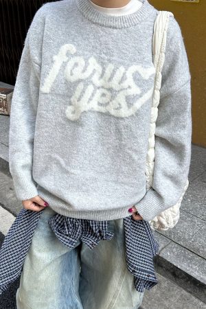 Autumn Winter Casual Heart Print Knitted Sweater - Loose Fit Round Neck Pullover, National Trendy Style for Cozy Days