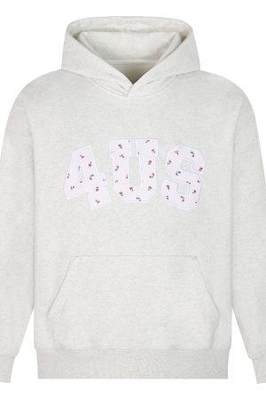 Autumn Winter Floral Embroidery Patch Hoodie for Couples - Loose Fit, National Trend, Casual Streetwear