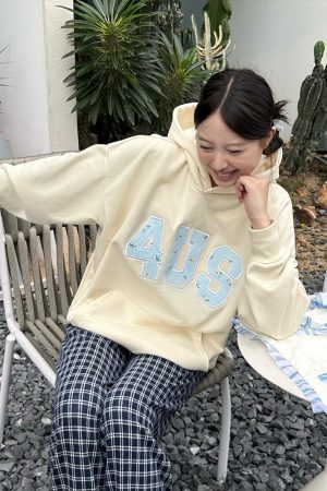 Autumn Winter Floral Embroidery Patch Hoodie for Couples - Loose Fit, National Trend, Casual Streetwear