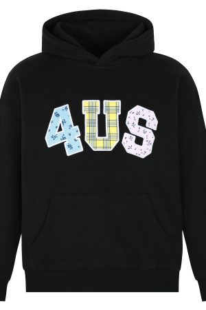 Autumn Winter Patchwork Embroidered Plaid Floral Couple Loose Hoodie Unisex Y2K Style Fashion