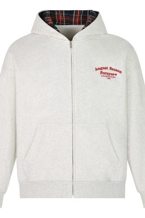 Autumn Winter Plaid Splicing Slogan Letter Couple Zipper Hoodie Cardigan Jacket - Casual Streetwear, Y2K Fashion Style