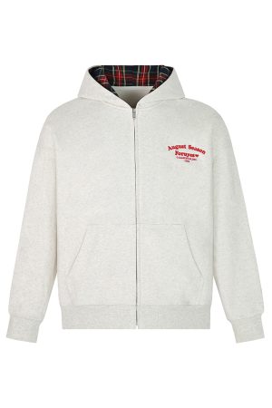 Autumn Winter Plaid Splicing Slogan Letter Couple Zipper Hoodie Cardigan Jacket - Casual Streetwear, Y2K Fashion Style