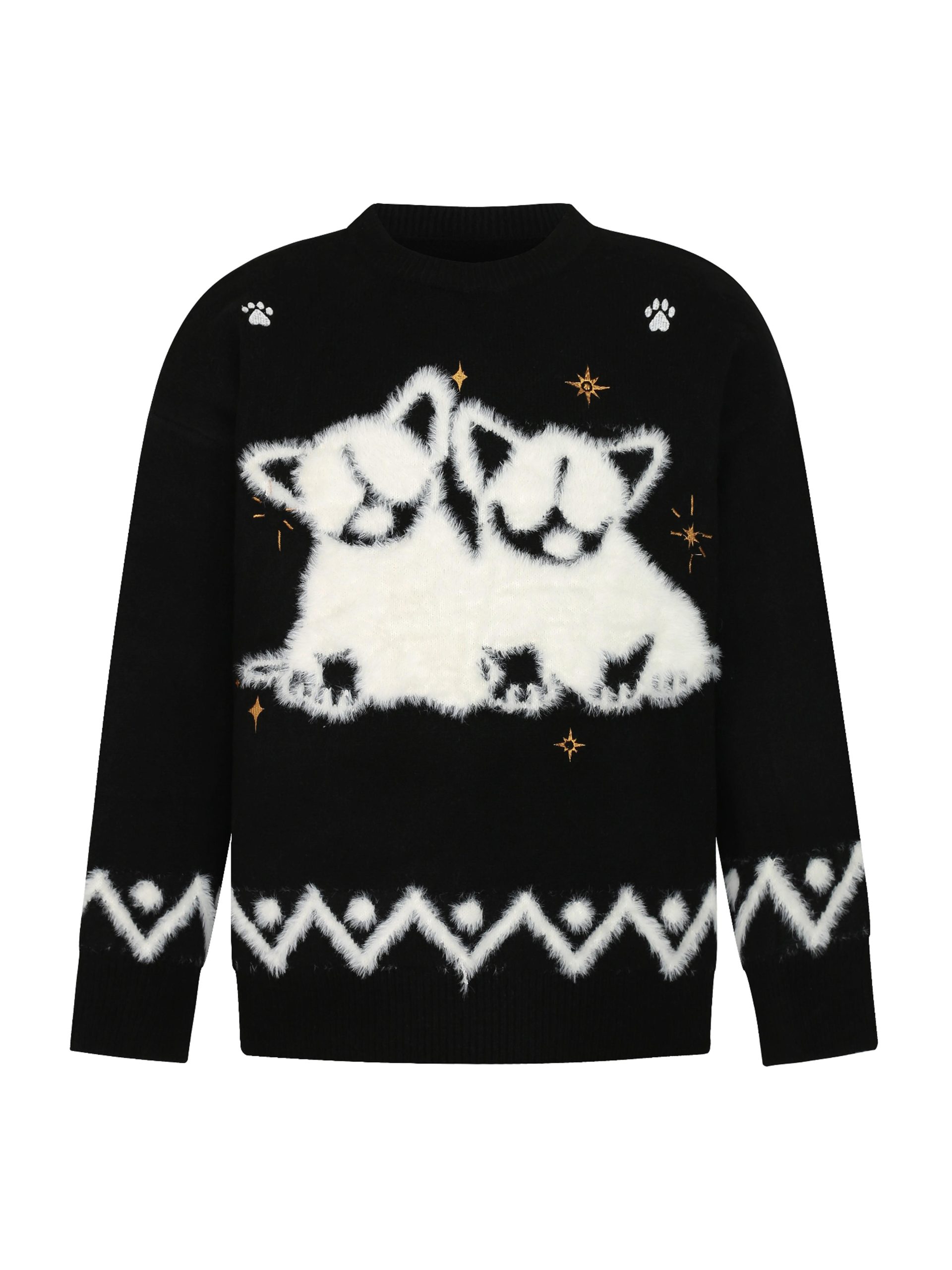 Autumn Winter Plush Jacquard Knitted Sweater for Couples - Versatile National Trend Dog Design, Cozy Fashion Essential Autumn Winter Plush Jacquard Knitted Sweater for Couples - Versatile National Trend Dog Design, Cozy Fashion Essential