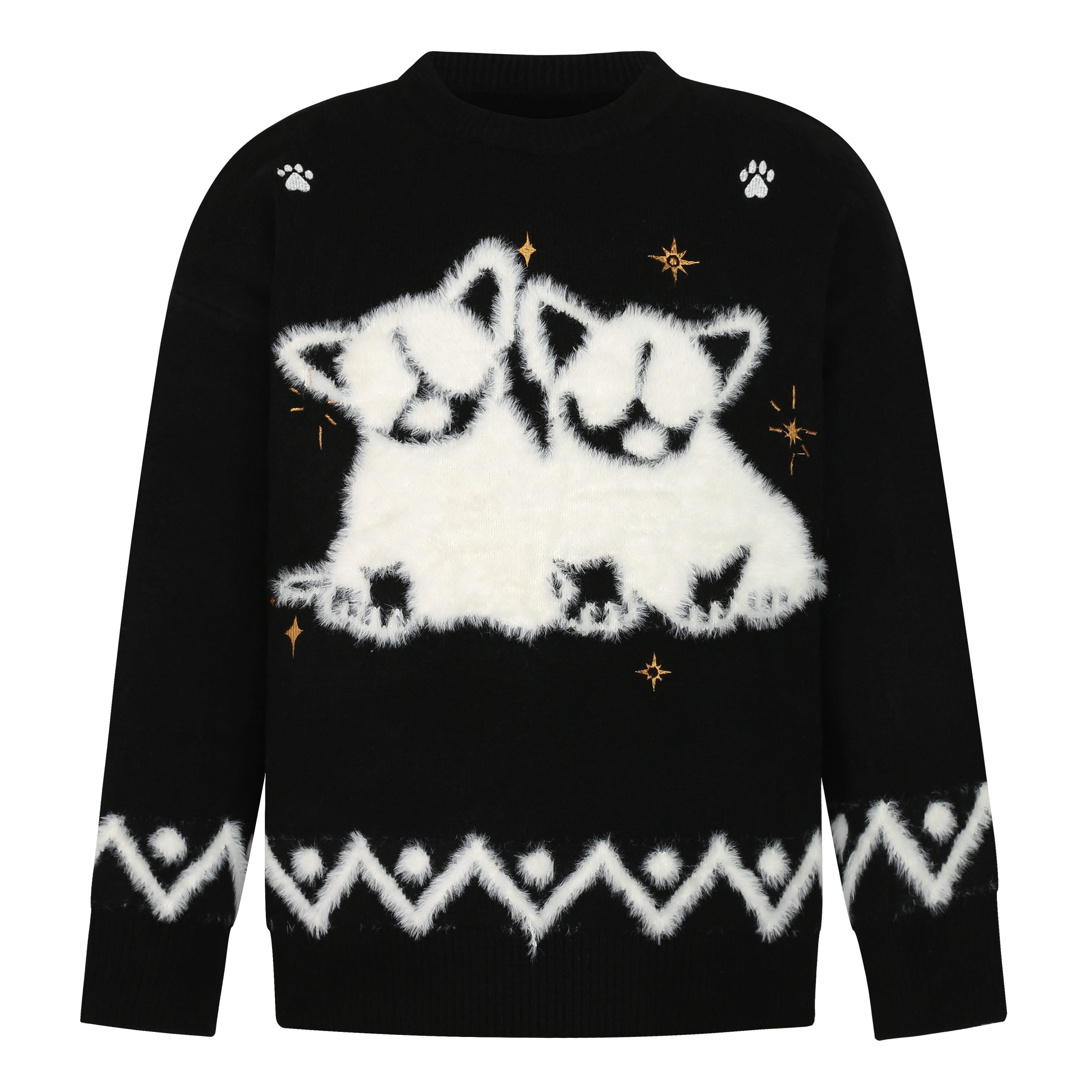 Autumn Winter Plush Jacquard Knitted Sweater for Couples - Versatile National Trend Dog Design, Cozy Fashion Essential Autumn Winter Plush Jacquard Knitted Sweater for Couples - Versatile National Trend Dog Design, Cozy Fashion Essential