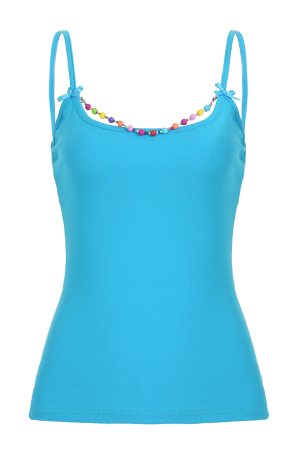 Backless Beaded Bow Tie Women's Casual Vest - Summer Beach Stretch Top for Outdoor Style