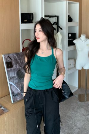 Backless Camisole with Chest Pad - Women's Summer Hot Girl Outerwear - Trendy Small Top for Y2K Style and Summer Fashion