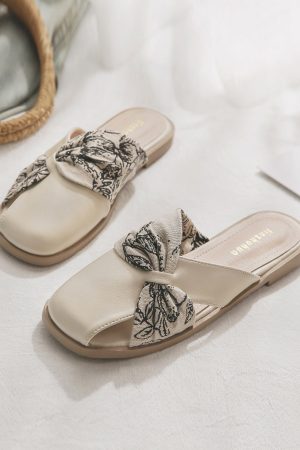 Backless Sheepskin Slip-On Flat Slippers for Women - French Style Pointed Toe Summer Footwear