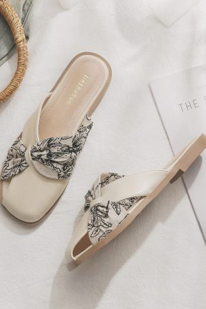 Backless Sheepskin Slip-On Flat Slippers for Women - French Style Pointed Toe Summer Footwear