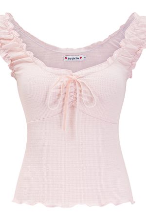 Ballet Style Lace Edge Camisole Top for Women - Sweet and Spicy Sleeveless Short Outerwear, Perfect for Y2K and 90s Fashion