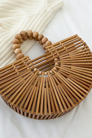Bamboo Woven Handbag for Women, Versatile Commuter Bag, Spring/Summer 2025 Niche Design, Eco-Friendly Bamboo Joint Bag