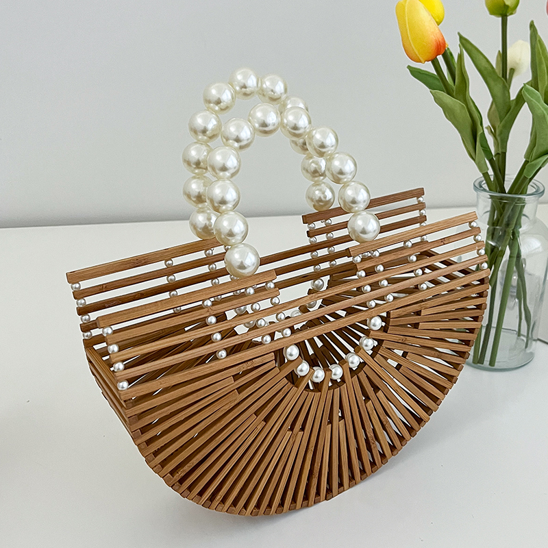 Bamboo Woven Handbag for Women, Versatile Commuter Bag, Spring/Summer 2025 Niche Design, Eco-Friendly Bamboo Joint Bag Bamboo Woven Handbag for Women, Versatile Commuter Bag, Spring/Summer 2025 Niche Design, Eco-Friendly Bamboo Joint Bag