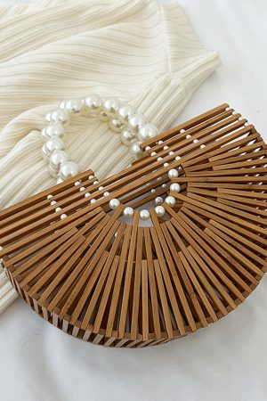 Bamboo Woven Handbag for Women, Versatile Commuter Bag, Spring/Summer 2025 Niche Design, Eco-Friendly Bamboo Joint Bag