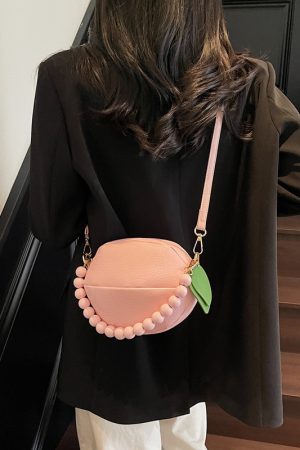 Beaded Round Handbag for Women - Summer Fresh Hot Pink Crossbody Phone Bag 2025, Trendy Small Purse for Casual Style