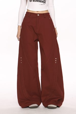 Black Deconstructed Curved Blade Wide-Leg Pants - Trendy High-End Casual Trousers for Women, Floor-Length Niche Design Fashion
