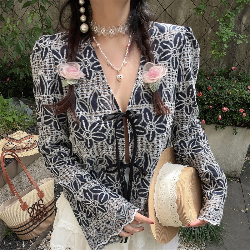 Bohemian Tie-Up Bell Sleeve Shirt Top - Handmade Cotton Vacation Top with Niche Embroidery for a Chic 90s Inspired Look Bohemian Tie-Up Bell Sleeve Shirt Top - Handmade Cotton Vacation Top with Niche Embroidery for a Chic 90s Inspired Look