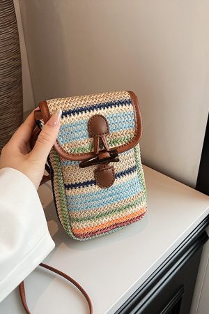 Bohemian Woven Beach Bag for Women - Summer 2025 Shoulder Crossbody Bag with Phone Pocket - Ideal for Seaside Vacations