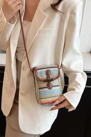 Bohemian Woven Beach Bag for Women - Summer 2025 Shoulder Crossbody Bag with Phone Pocket - Ideal for Seaside Vacations