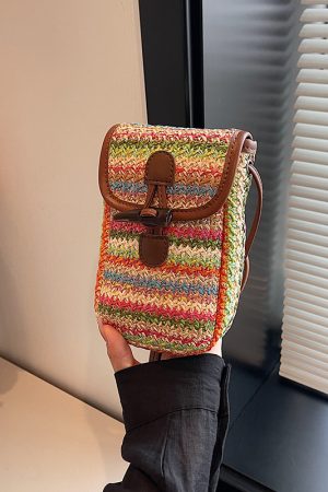 Bohemian Woven Straw Beach Bag for Women, 2025 Vacation Crossbody Shoulder Tote for Seaside Style