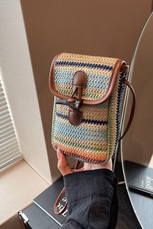 Bohemian Woven Straw Beach Bag for Women, 2025 Vacation Crossbody Shoulder Tote for Seaside Style