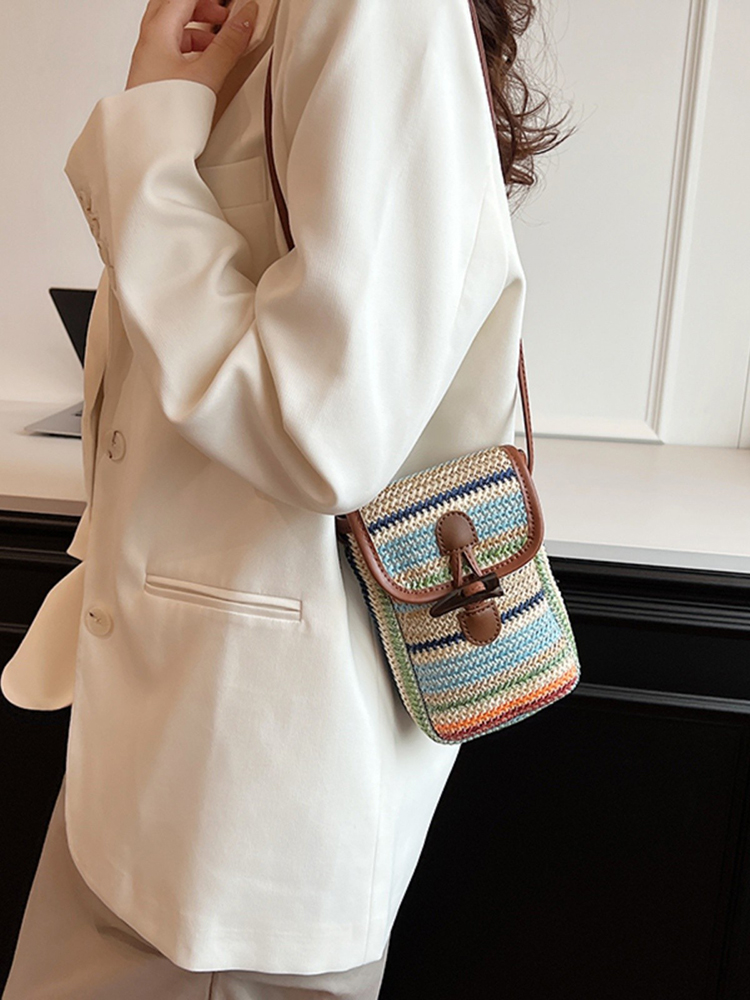 Bohemian Woven Straw Beach Bag for Women, 2025 Vacation Crossbody Shoulder Tote for Seaside Style Bohemian Woven Straw Beach Bag for Women, 2025 Vacation Crossbody Shoulder Tote for Seaside Style