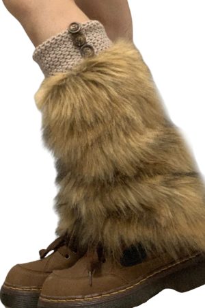 Casual Day Outfits, Easy Trendy Outfits 2000s Aesthetic Faux Fur Leg Warmers