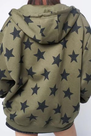 Casual Day Outfits, Easy Trendy Outfits 2000s Aesthetic Star Print Hoodie