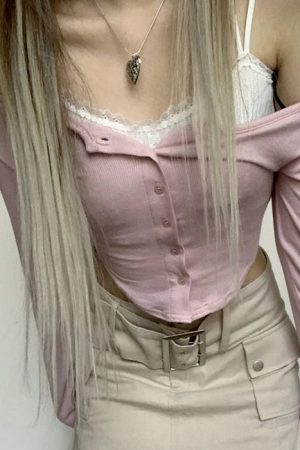 Casual Day Outfits, Easy Trendy Outfits 2000's Baby Layered Pink Top