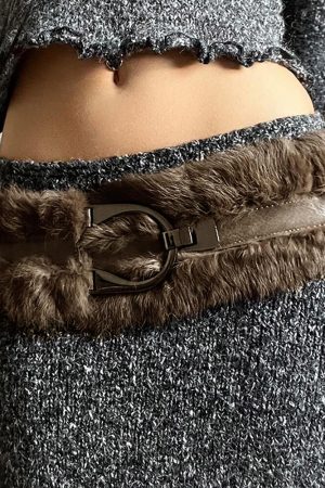 Casual Day Outfits, Easy Trendy Outfits 2000s Faux Fur Leather Belt