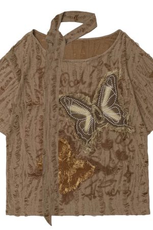 Casual Day Outfits, Easy Trendy Outfits 2007 Aesthetic Butterfly Patch Tee
