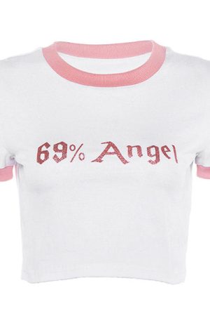 Casual Day Outfits, Easy Trendy Outfits 69% Angel Crop Tee