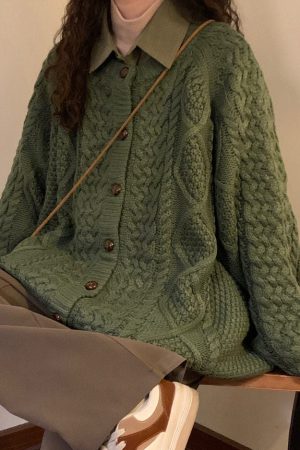 Casual Day Outfits, Easy Trendy Outfits 80's Grandma Collar Cardigan