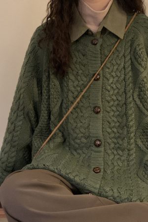 Casual Day Outfits, Easy Trendy Outfits 80's Grandma Collar Cardigan