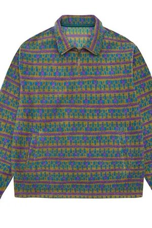 Casual Day Outfits, Easy Trendy Outfits 80's Grandma Zip-Up Fleece Sweatshirt