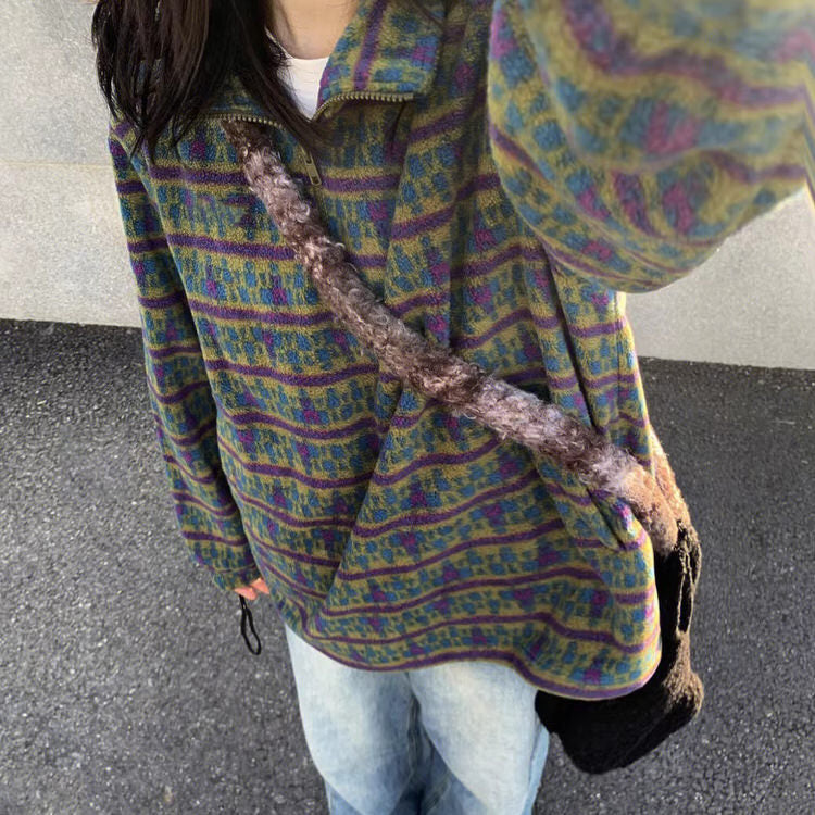 Casual Day Outfits, Easy Trendy Outfits 80's Grandma Zip-Up Fleece Sweatshirt Casual Day Outfits, Easy Trendy Outfits 80's Grandma Zip-Up Fleece Sweatshirt