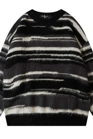 Casual Day Outfits, Easy Trendy Outfits 90's Aesthetic Striped Knit Sweater