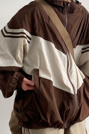Casual Day Outfits, Easy Trendy Outfits 90's Brown Oversized Bomber Jacket