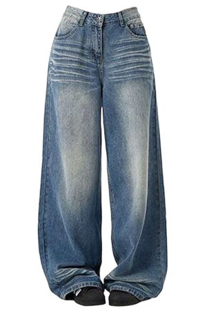 Casual Day Outfits, Easy Trendy Outfits 90s Faded Wash Baggy Jeans
