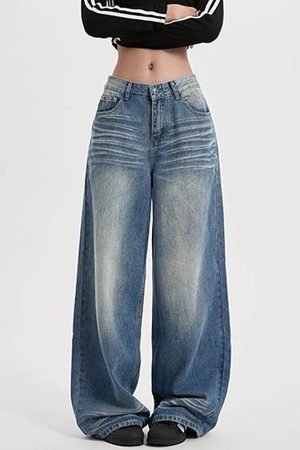 Casual Day Outfits, Easy Trendy Outfits 90s Faded Wash Baggy Jeans
