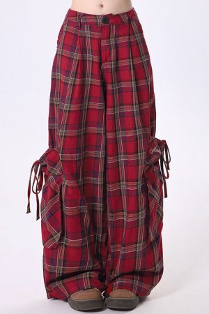 Casual Day Outfits, Easy Trendy Outfits 90's Grunge Plaid Cargo Pants