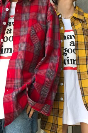 Casual Day Outfits, Easy Trendy Outfits 90s Kids Shirt in Plaid Check
