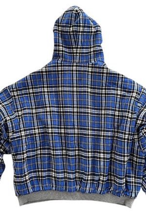 Casual Day Outfits, Easy Trendy Outfits 90s Plaid Reversible Hooded Jacket