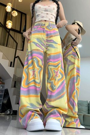 Casual Day Outfits, Easy Trendy Outfits 90s Star Print Trousers