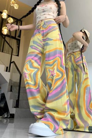 Casual Day Outfits, Easy Trendy Outfits 90s Star Print Trousers