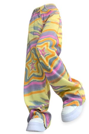 Casual Day Outfits, Easy Trendy Outfits 90s Star Print Trousers