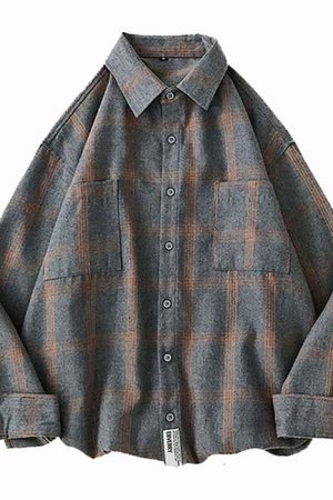 Casual Day Outfits, Easy Trendy Outfits 90s Style Plaid Oversized Shirt