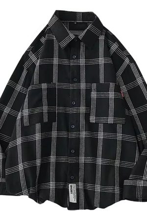 Casual Day Outfits, Easy Trendy Outfits 90s Style Plaid Oversized Shirt