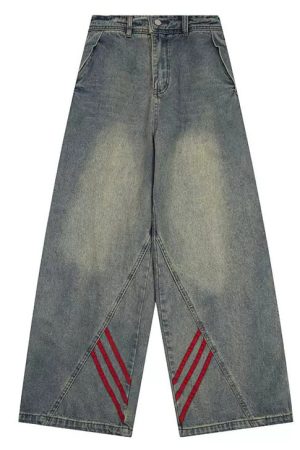 Casual Day Outfits, Easy Trendy Outfits 90s Style Wide Red Stripe Jeans