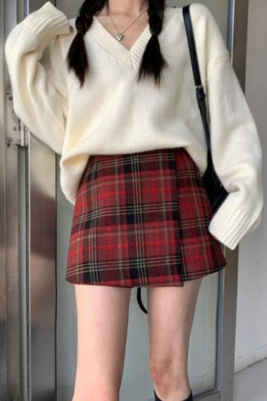 Casual Day Outfits, Easy Trendy Outfits About A Girl Grunge Plaid Wrap Skirt