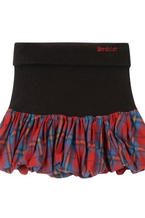 Casual Day Outfits, Easy Trendy Outfits Aesthetic Plaid Balloon Mini Skirt